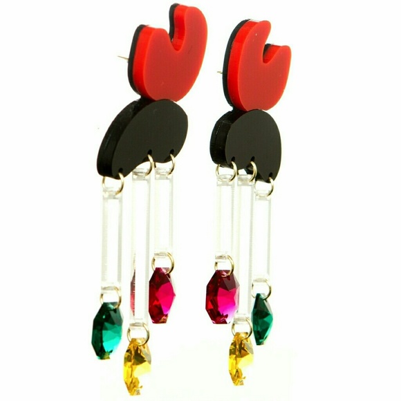 Make it rain acrylic crystal earrings eighties 80’s - Picture 3 of 3